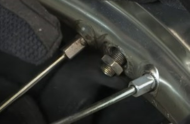dirt bike tire adding air to the tube close-up